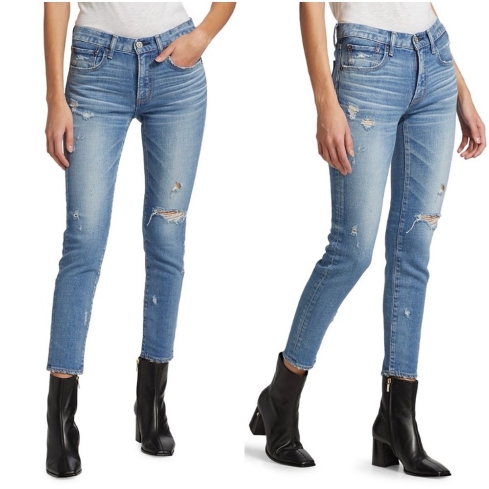 Moussy Vintage x Revolve Womens Gleedsville Skinny Light Blue Ripped Jeans